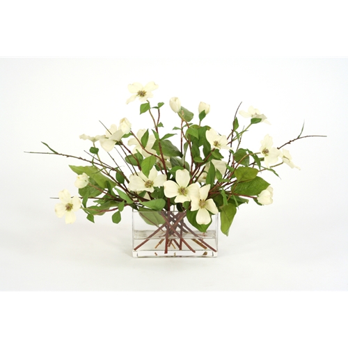 Waterlook ® Silk Dogwood Branches in a Rectangular Glass Vase Free